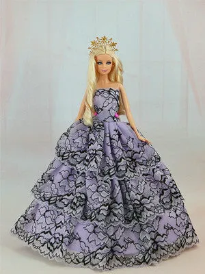 1 Pcs  Fashion  Wedding Dress Princess Gown Dress Clothes Gown For Barbie doll dress Free shipping