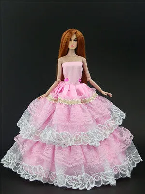 1 Pcs  Fashion  Wedding Dress Princess Gown Dress Clothes Gown For Barbie doll dress Free shipping