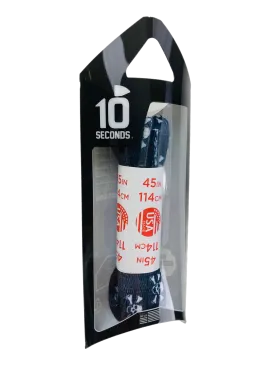 10 Seconds ® Athletic Printed Laces | Black with White Skull & Bones