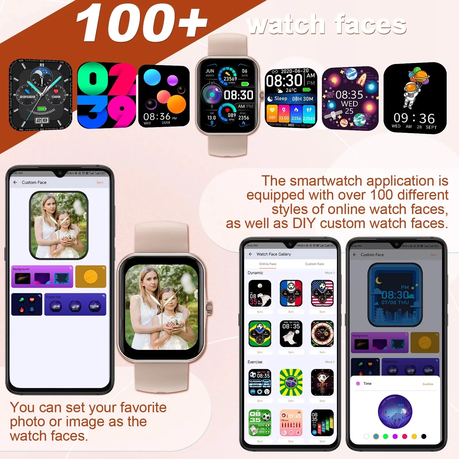 1.83'' Smart Watch for Kids Sport Smartwatch with 37 Sports Modes DIY Watch Touchscreen Phone Calls Music Calculator Excellent Gift for Teenage(Gold)