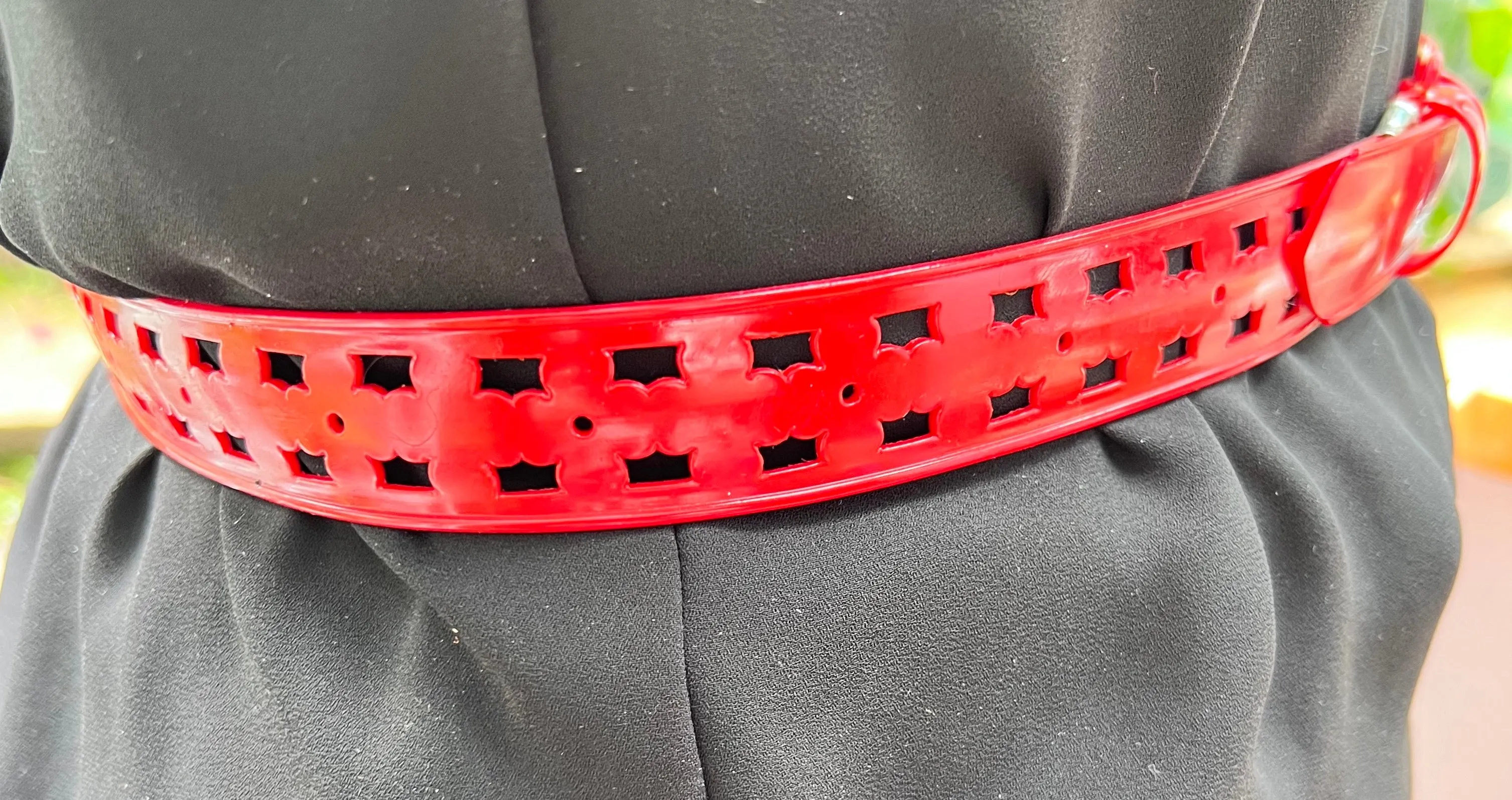 1940s HOLLYWOOD Red Vinyl "Koroseal" Belt - 4 sizes - 25" - 38"