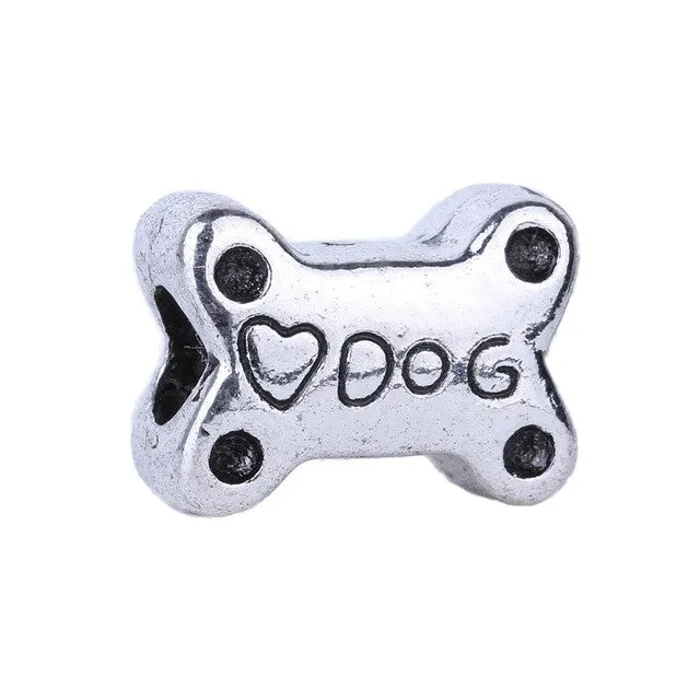 1pc Free Shipping Silver Bead Charm European Stroller Dog Bones Cat Horse's hoof Bead Fit Pandora Bracelets & Necklace