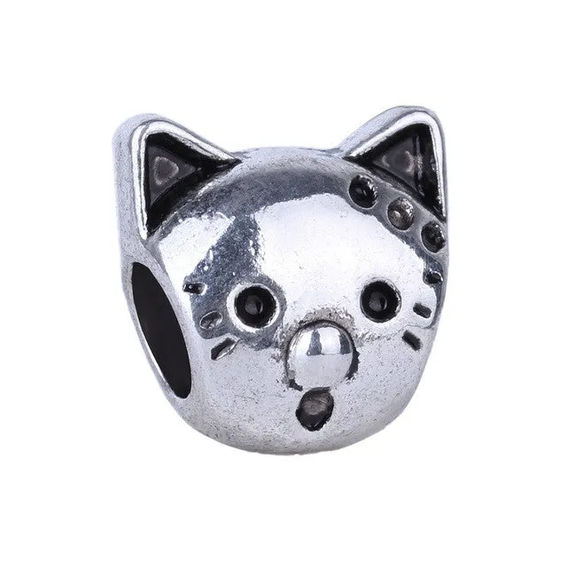 1pc Free Shipping Silver Bead Charm European Stroller Dog Bones Cat Horse's hoof Bead Fit Pandora Bracelets & Necklace