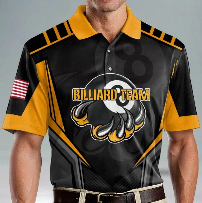 3D Eagle Billiard Polo Shirt, Custom name Billiard uniform, Billiard clothing