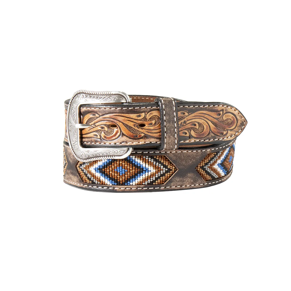 3D Men's Floral Tri-Bead Belt