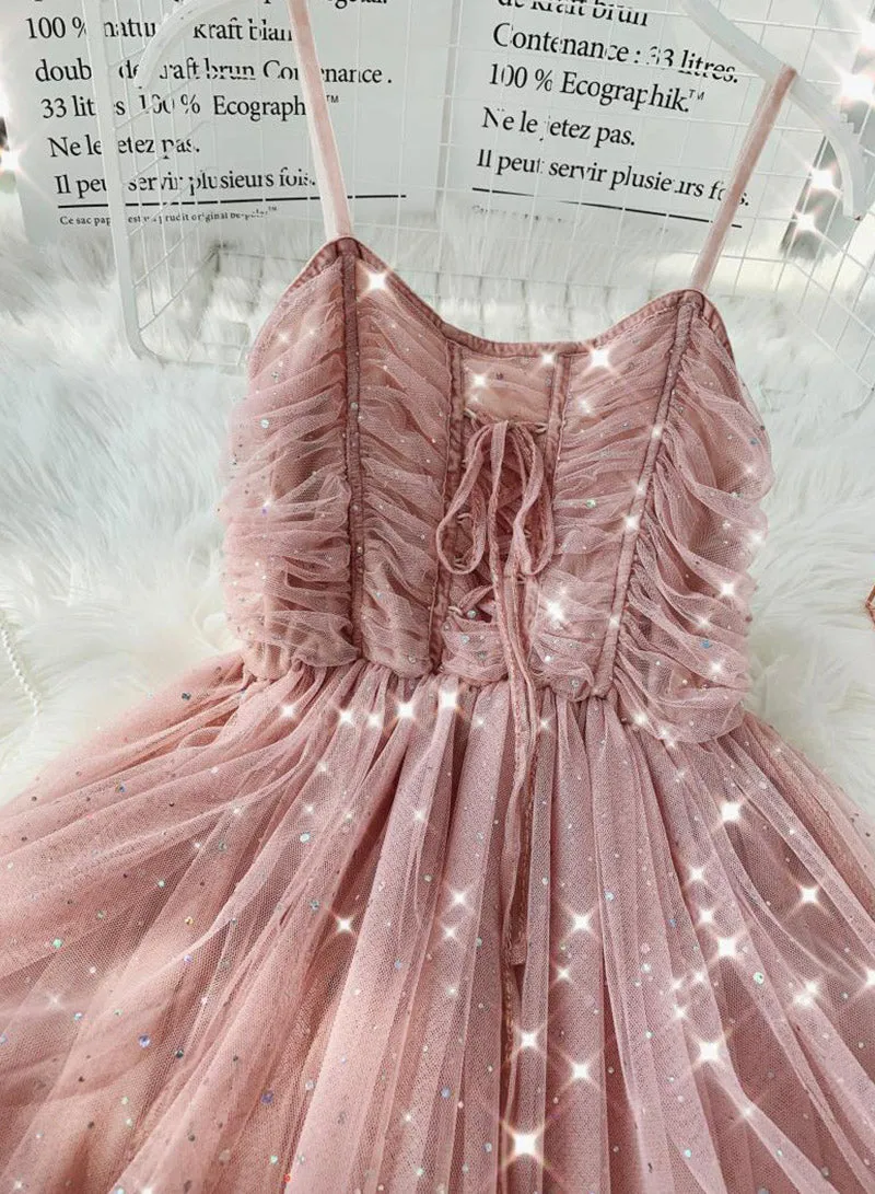 A line tulle sequins dress summer dress    S97