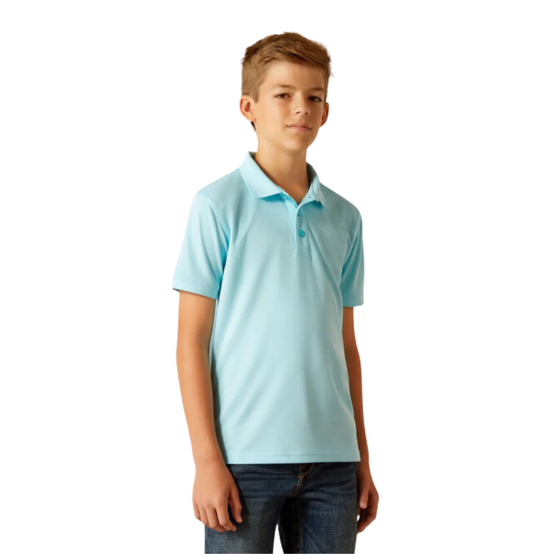 Ariat Kid's Boys Tek Cenote Aqua Polo Shirt