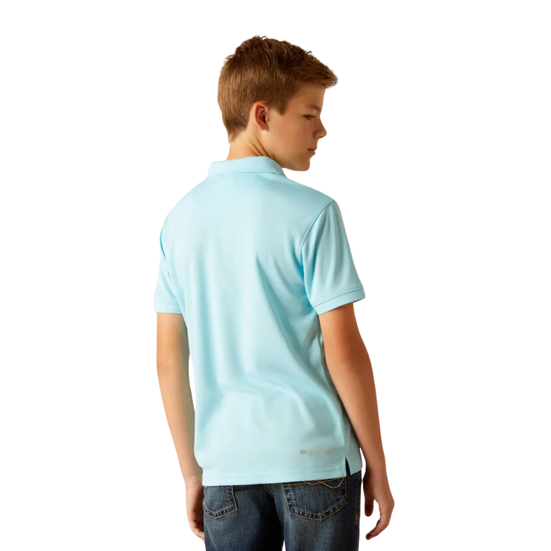 Ariat Kid's Boys Tek Cenote Aqua Polo Shirt