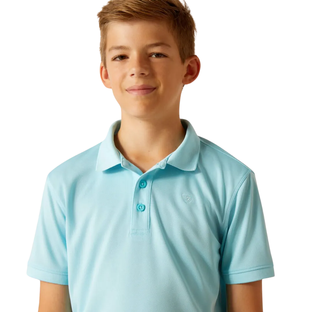 Ariat Kid's Boys Tek Cenote Aqua Polo Shirt