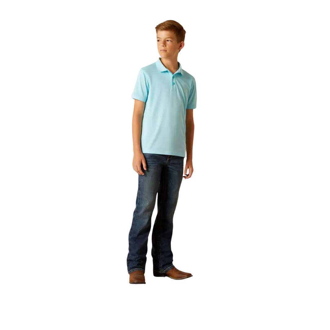 Ariat Kid's Boys Tek Cenote Aqua Polo Shirt