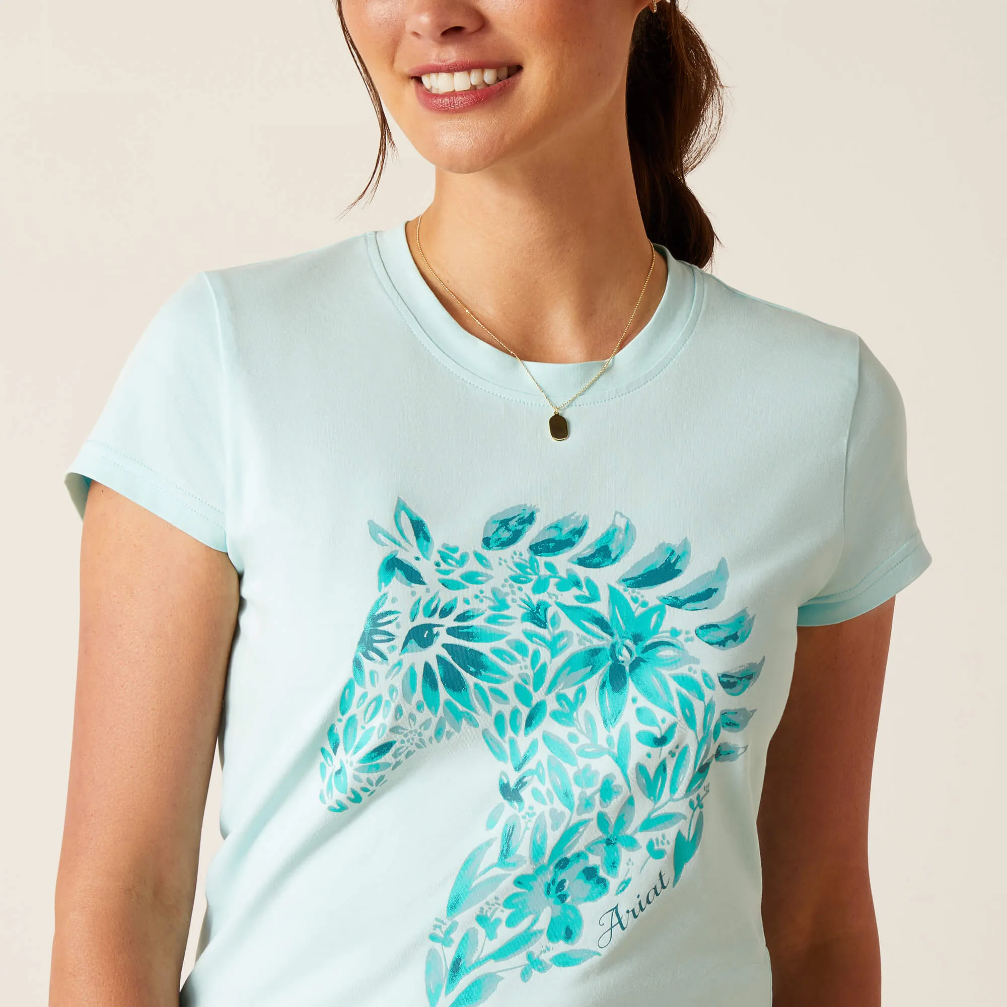 Ariat Turquoise Floral Mosaic Horse Tee for Women