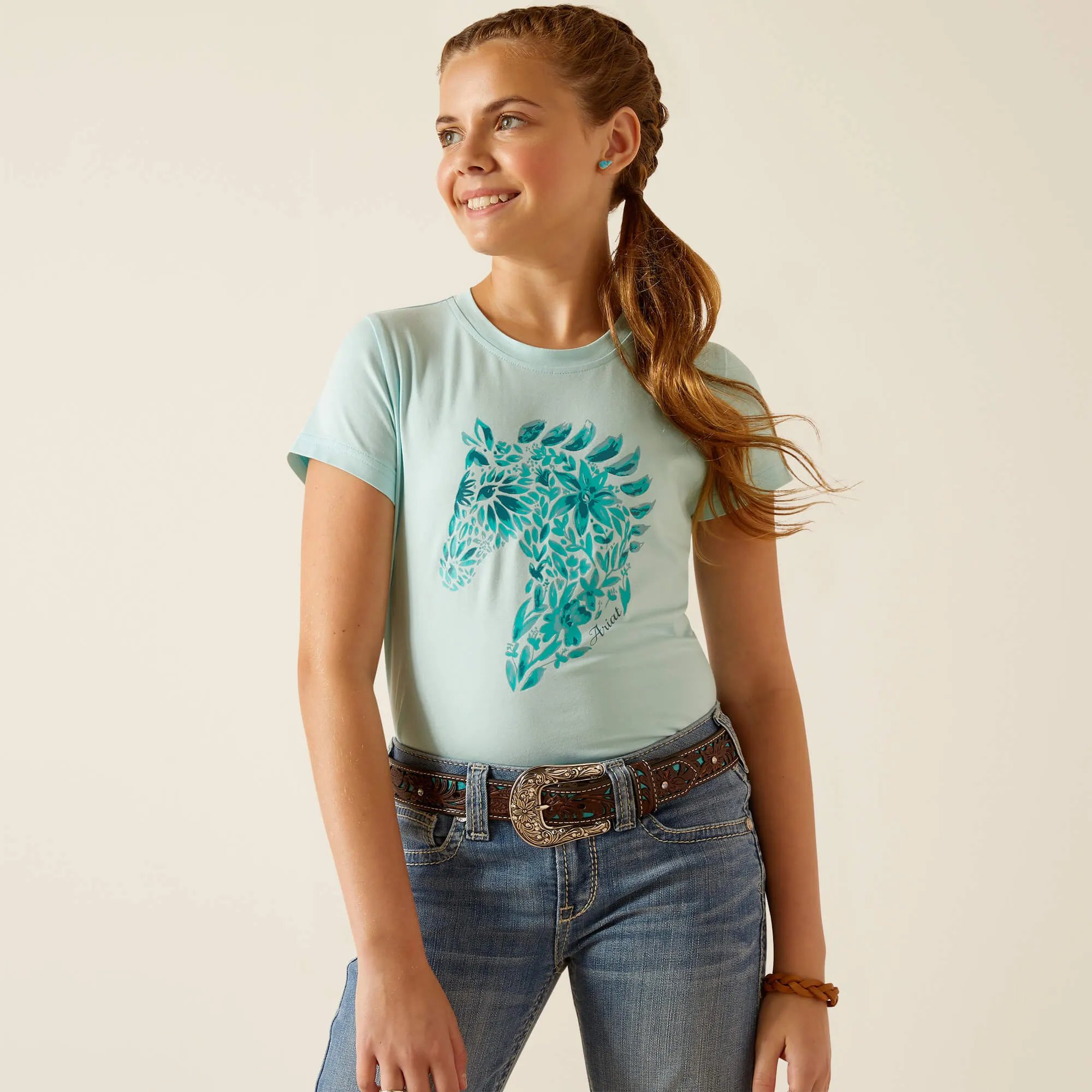 Ariat Turquoise Floral Mosaic Horse Tee for Women