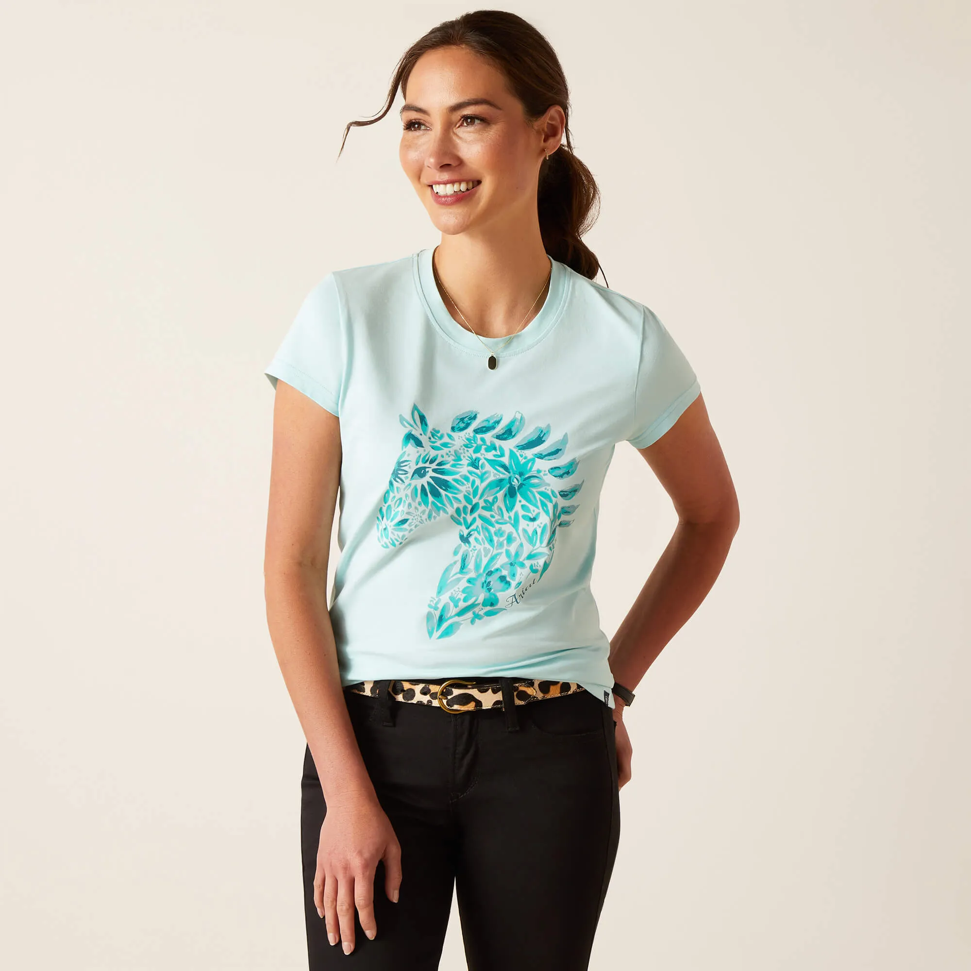 Ariat Turquoise Floral Mosaic Horse Tee for Women