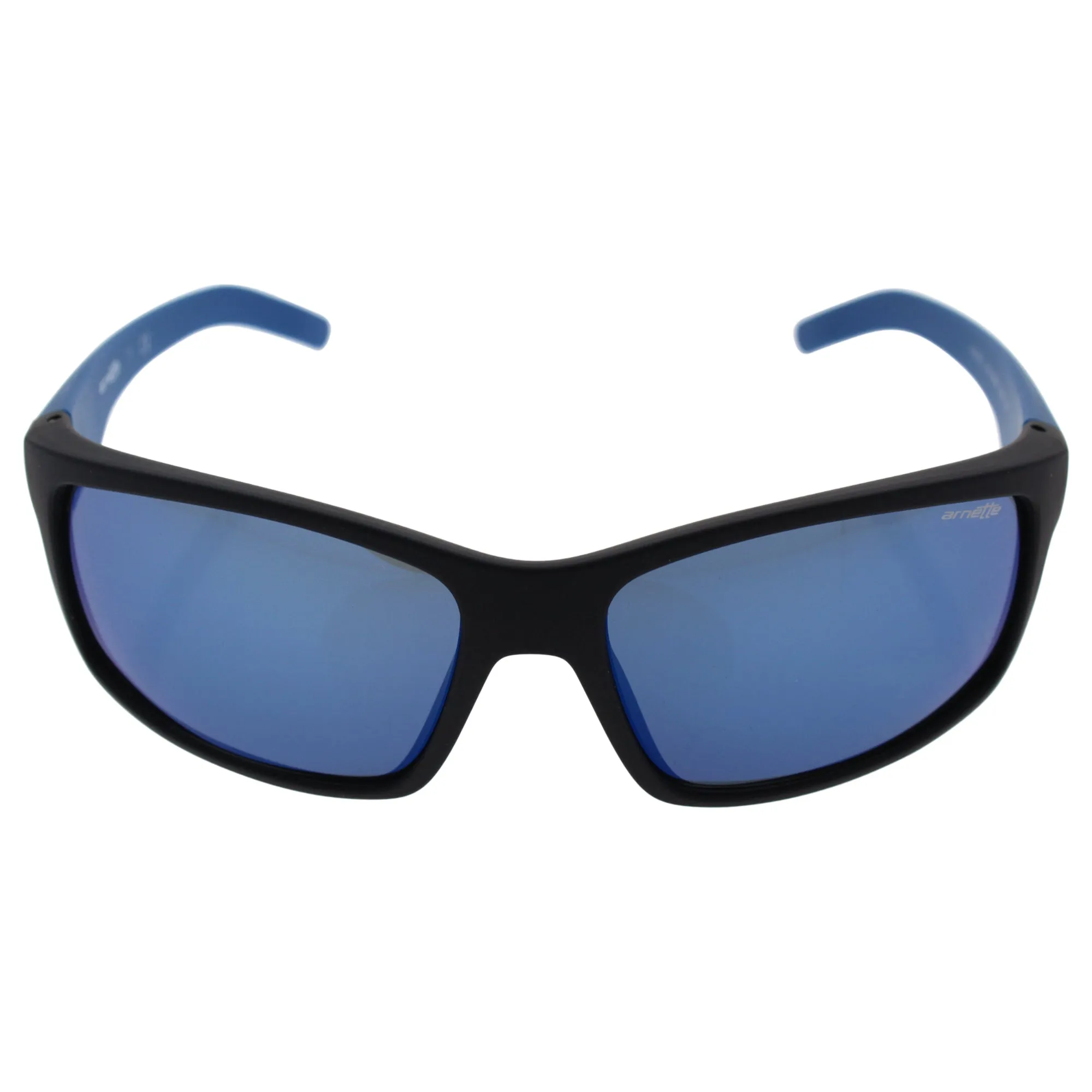 Arnette Men's AN4202 Fastball Rectangular Sunglasses, Fuzzy Black /Blue Mirror, 62 mm