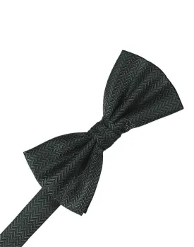 Asphalt Herringbone Kids Bow Tie