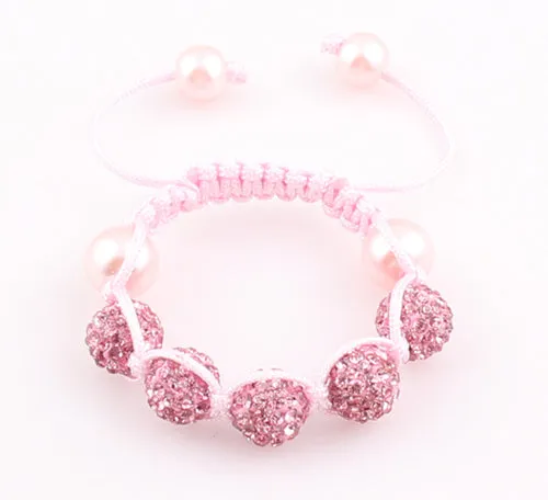 Baby Kids Shamballa Bracelet Pave Crystal Disco Ball Candy Beads Friendship Children Bracelets  Nice Gift for Children kids ZB76