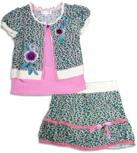 Baby Sara Toddler & Girls Short Sleeve Leopard Print Skirt Set, 26431