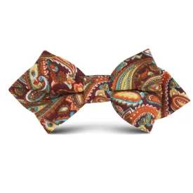 Baku Paisley Orange Kids Diamond Bow Tie