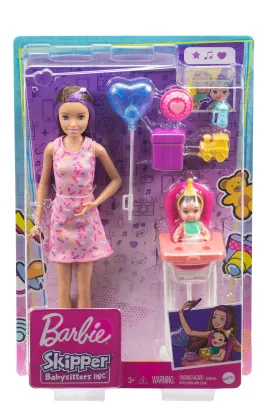 Barbie Skipper Babysitters Inc. Doll & Accessory Babysitter With Black/Purple Hair & High Chair