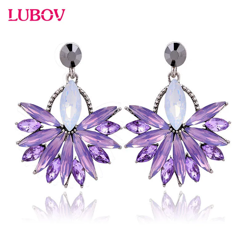 Beautiful Fashion Flower Crystal Stud Earrings Jewelry Full Austrian Rhinestone Crystal Stud Earrings for Women 2017 New Brand