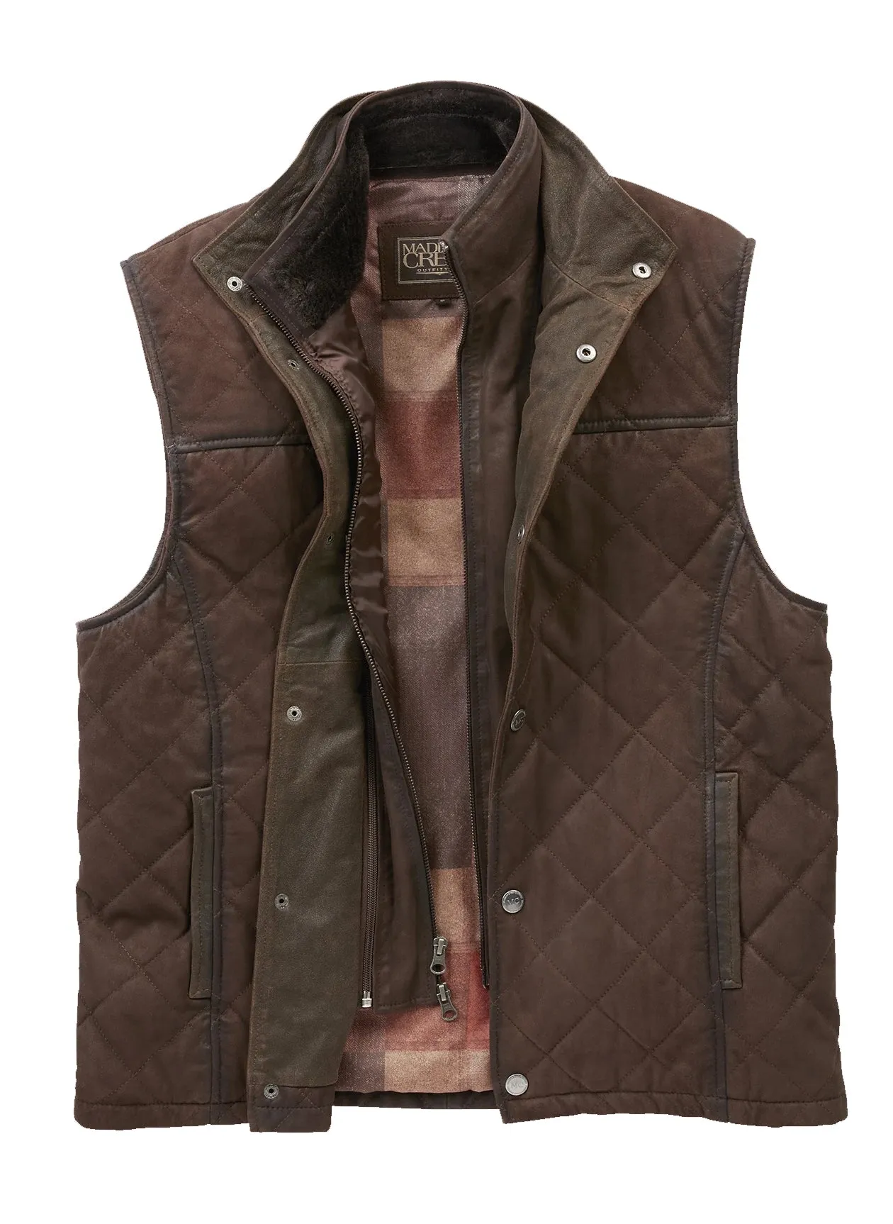 BEAVER CREEK LEATHER VEST - CHOCOLATE