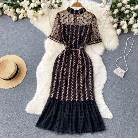 Black lace fashion dress     S344