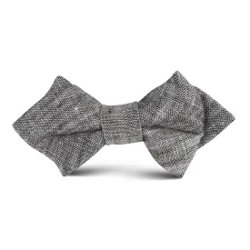 Black Linen Chambray Kids Diamond Bow Tie