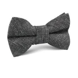 Black Needle Stitch Linen Kids Bow Tie