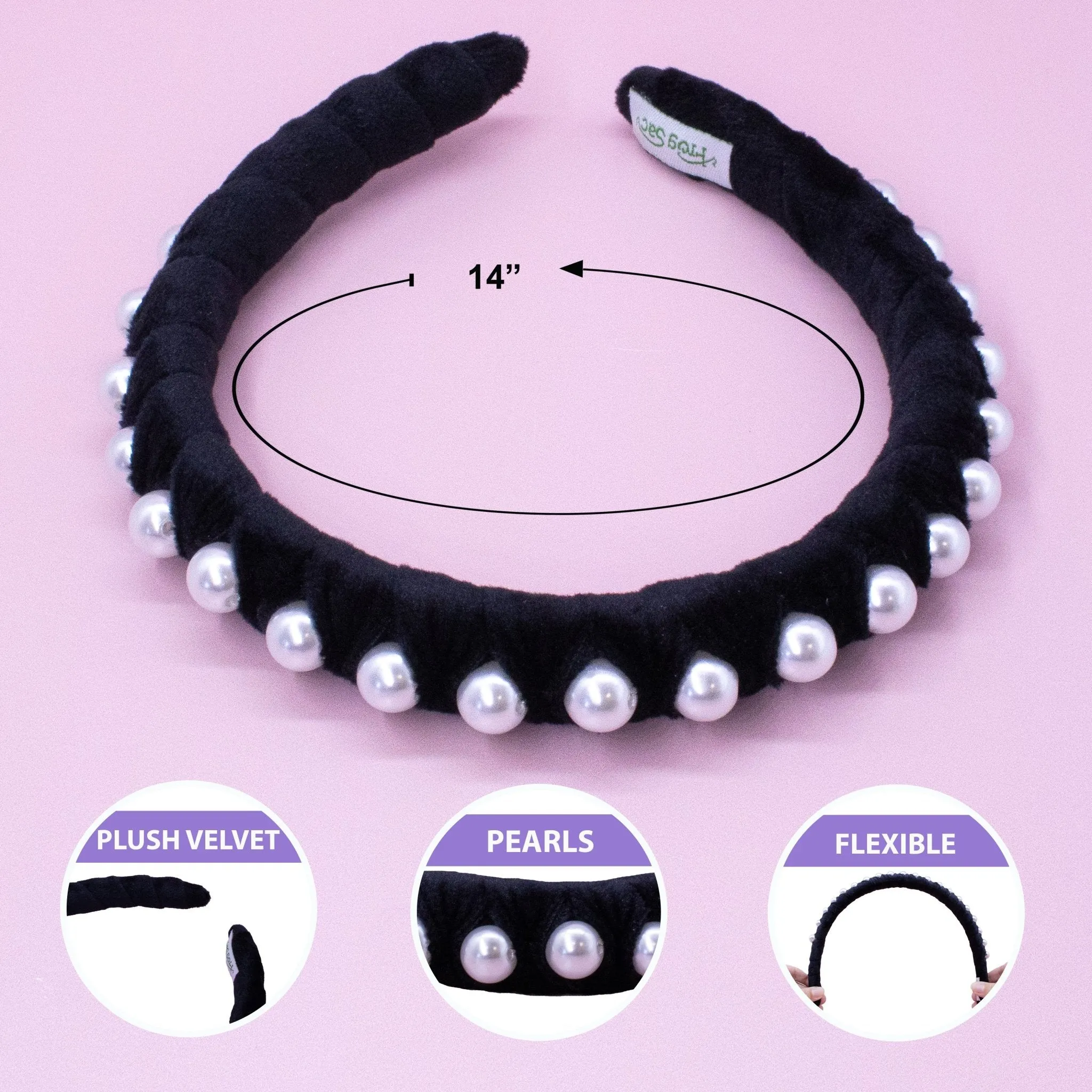 Black Velvet Wrapped Pearl Headband