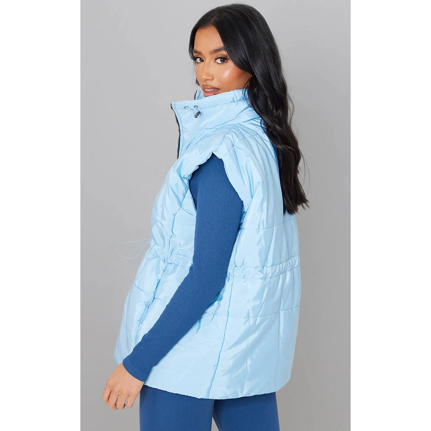 Blue Pocket Front Toggle Waist Jacket