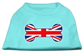 Bone Shaped United Kingdom (Union Jack) Flag Screen Print Shirts Aqua XS (8)