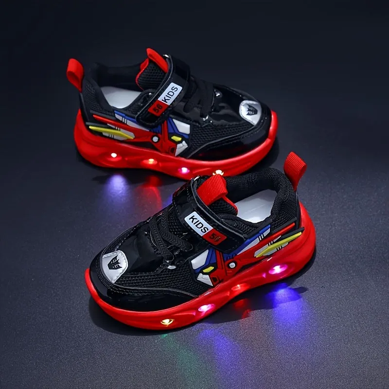 Boys' Spring/Summer LED Light Casual Sports Shoes Soft Sole Comfortable Single Shoes Suitable For Middle And Young Children