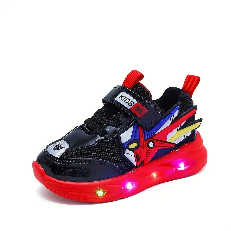 Boys' Spring/Summer LED Light Casual Sports Shoes Soft Sole Comfortable Single Shoes Suitable For Middle And Young Children