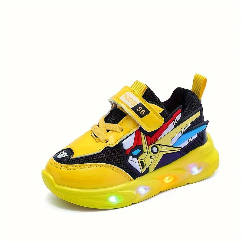 Boys' Spring/Summer LED Light Casual Sports Shoes Soft Sole Comfortable Single Shoes Suitable For Middle And Young Children