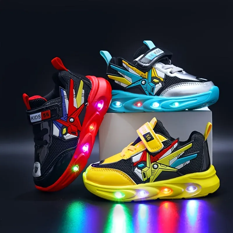 Boys' Spring/Summer LED Light Casual Sports Shoes Soft Sole Comfortable Single Shoes Suitable For Middle And Young Children