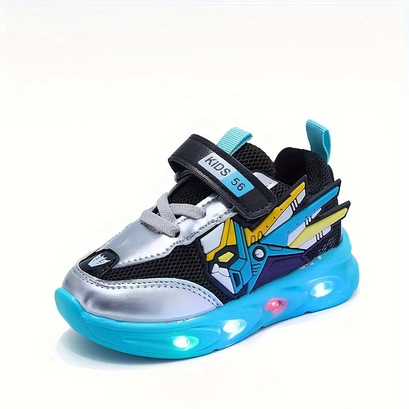 Boys' Spring/Summer LED Light Casual Sports Shoes Soft Sole Comfortable Single Shoes Suitable For Middle And Young Children