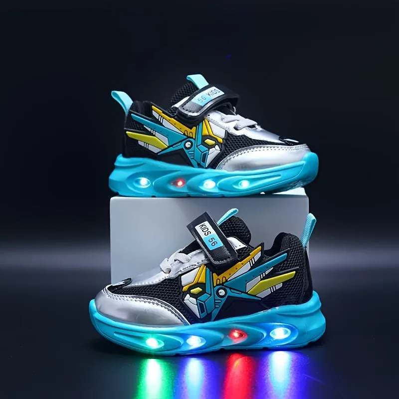 Boys' Spring/Summer LED Light Casual Sports Shoes Soft Sole Comfortable Single Shoes Suitable For Middle And Young Children