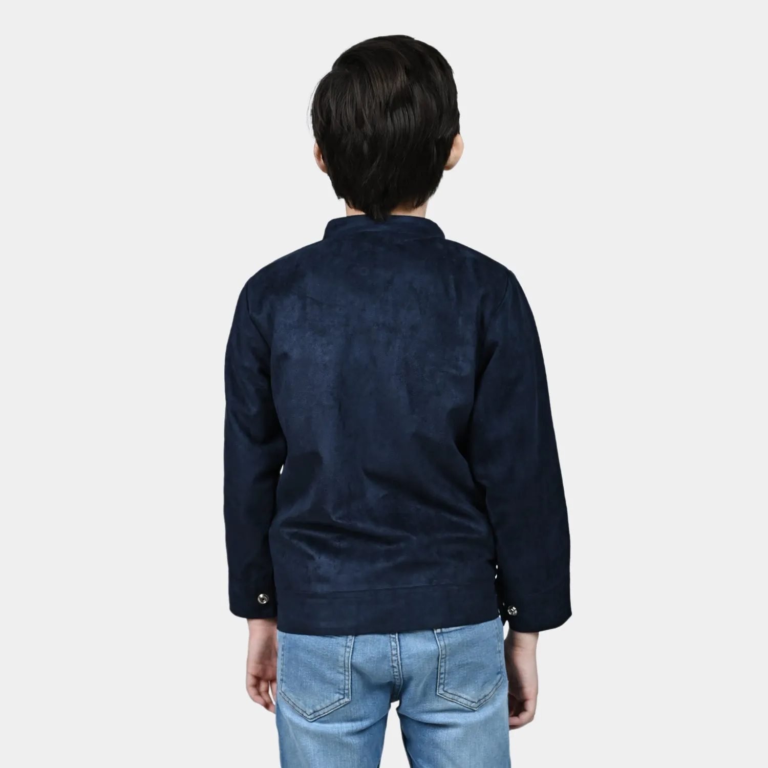 Boys Suede Jacket-NAVY