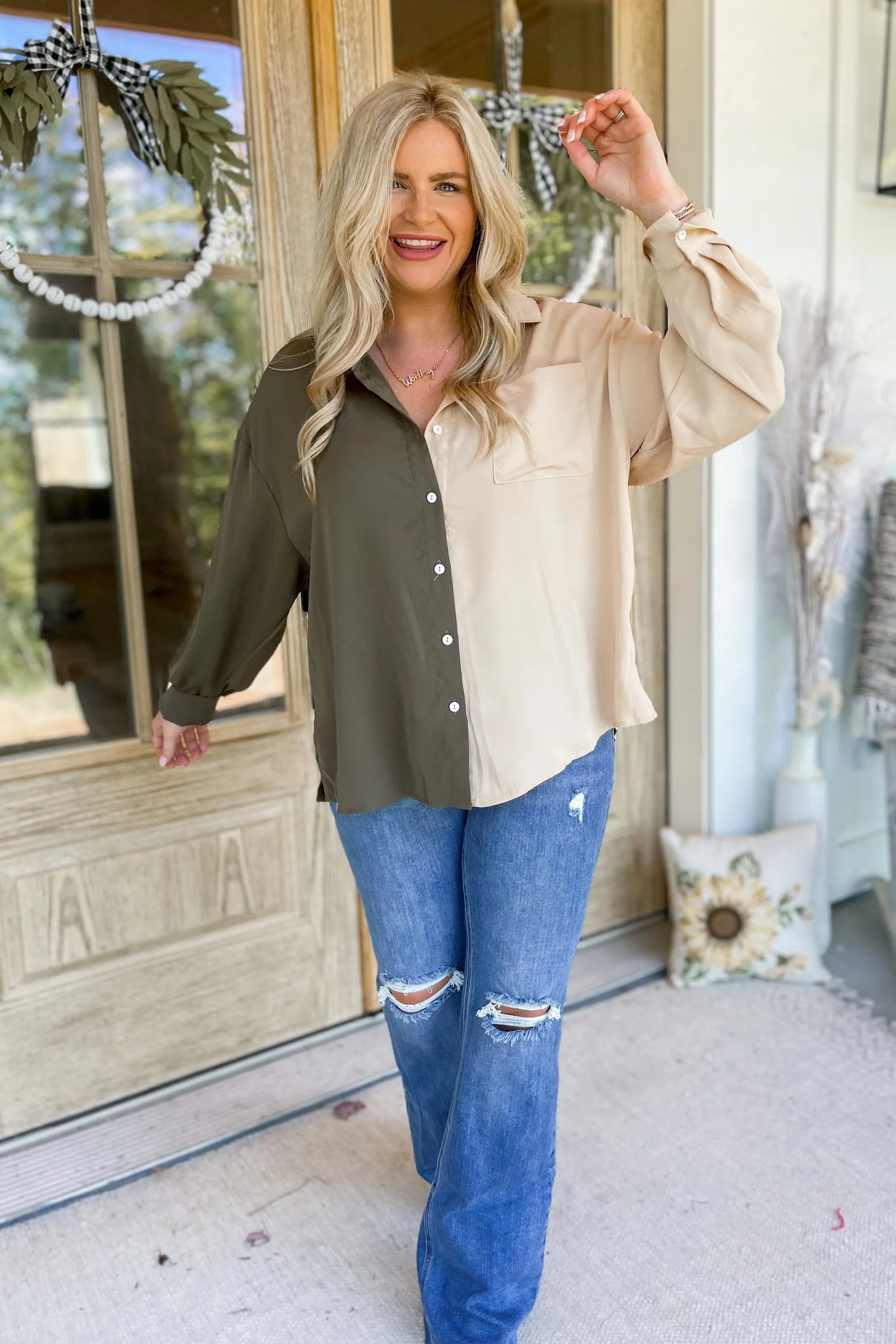 Cheyenne Easy Button Down Long Sleeve Blouse Top [S-3X] *FINAL SALE*