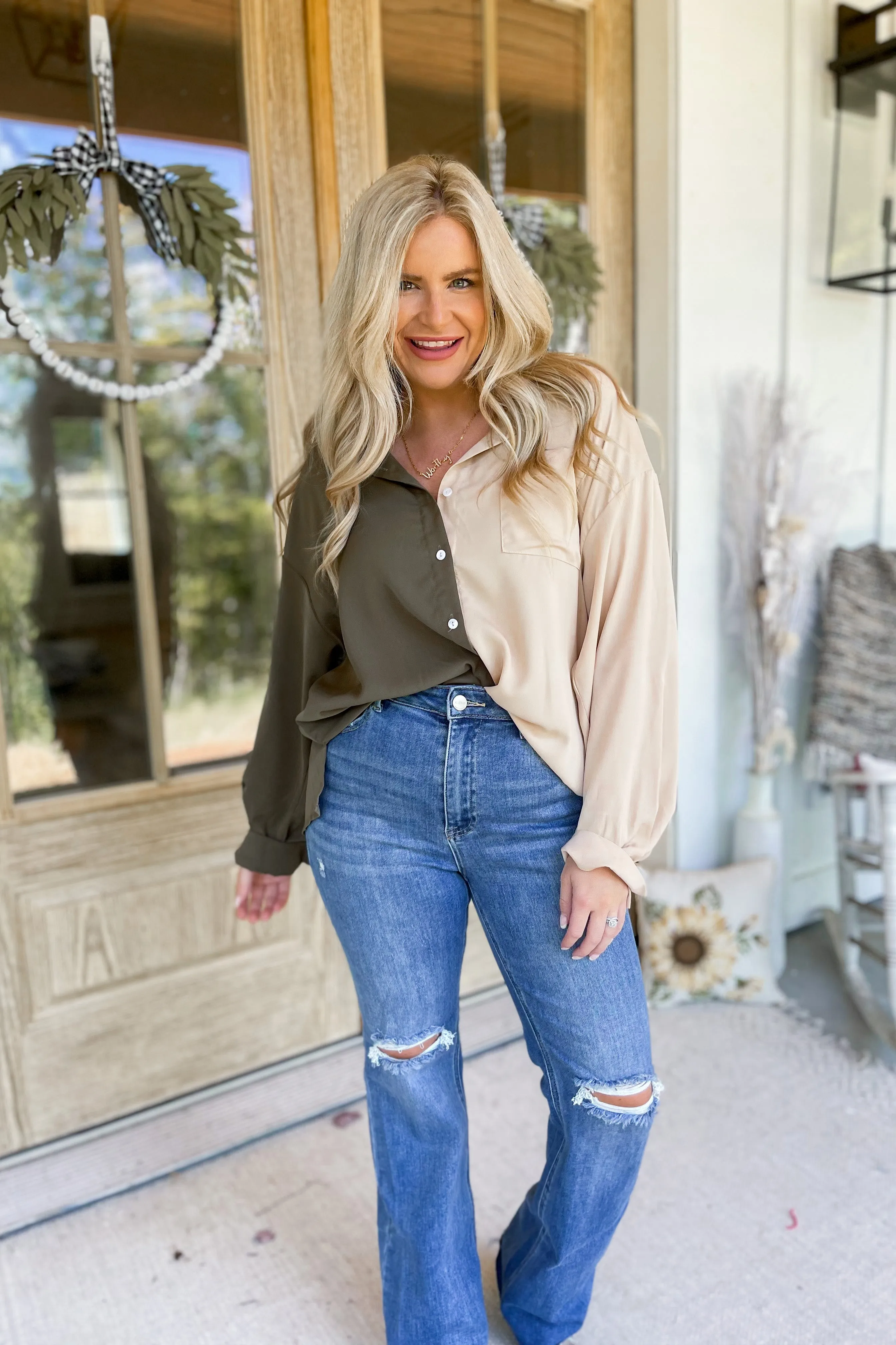 Cheyenne Easy Button Down Long Sleeve Blouse Top [S-3X] *FINAL SALE*