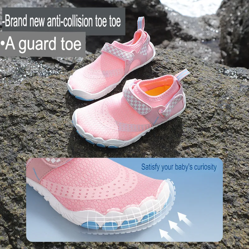 children's river tracing shoes for boys and girls, wading shoes, mesh soft sole, toe-cap non-slip beach shoes