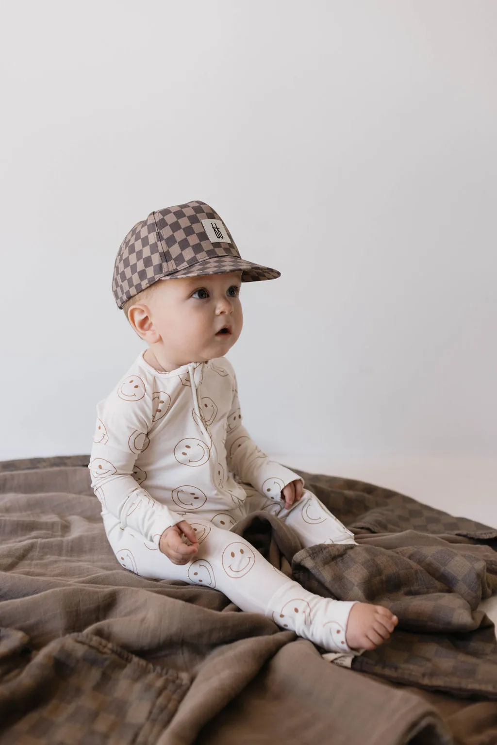 Children's Trucker Hat | Faded Brown Checkerboard