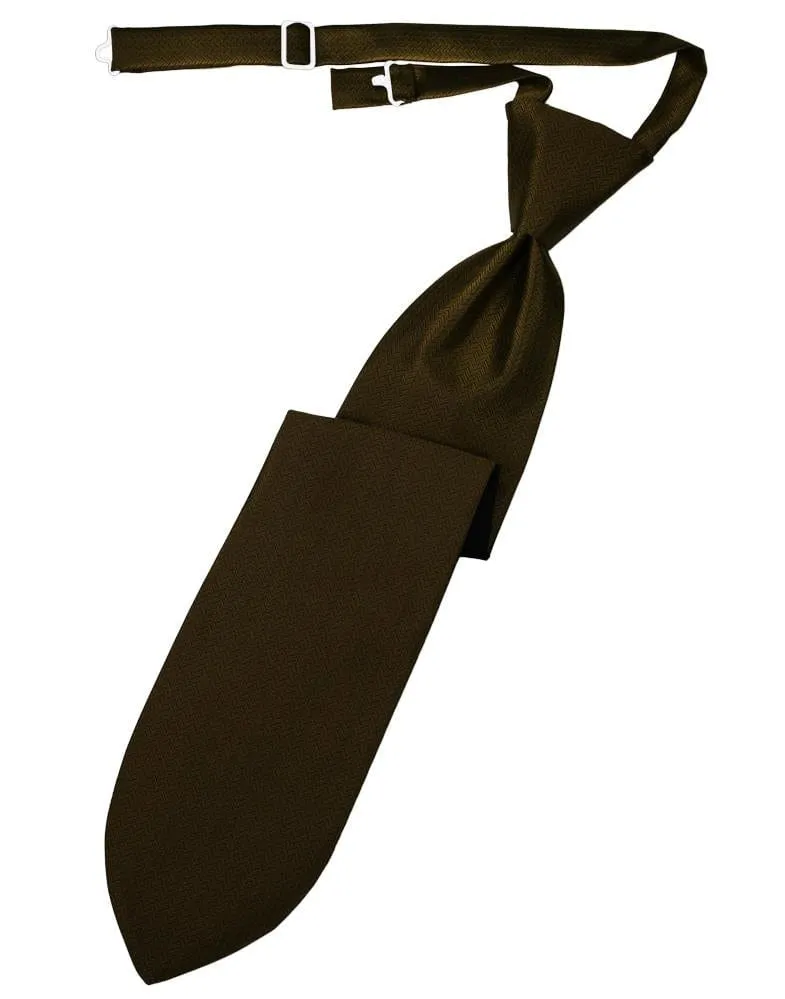 Chocolate Herringbone Kids Necktie