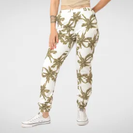 Cotton Pants For Women (Palms) - Olive Green