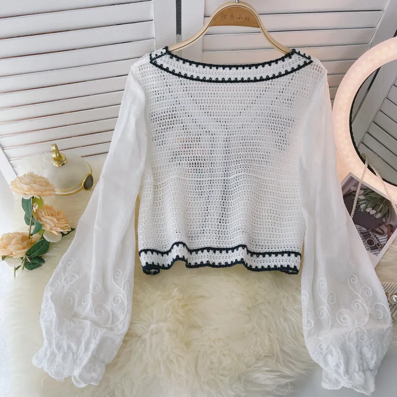 Cute Embroidered Crop Top     S4382