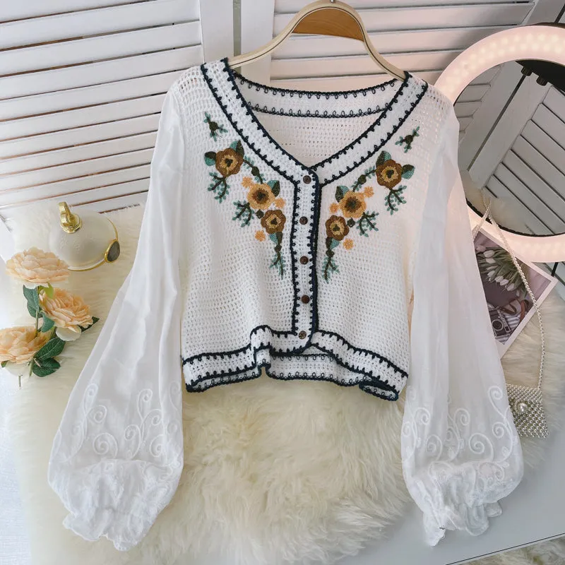 Cute Embroidered Crop Top     S4382