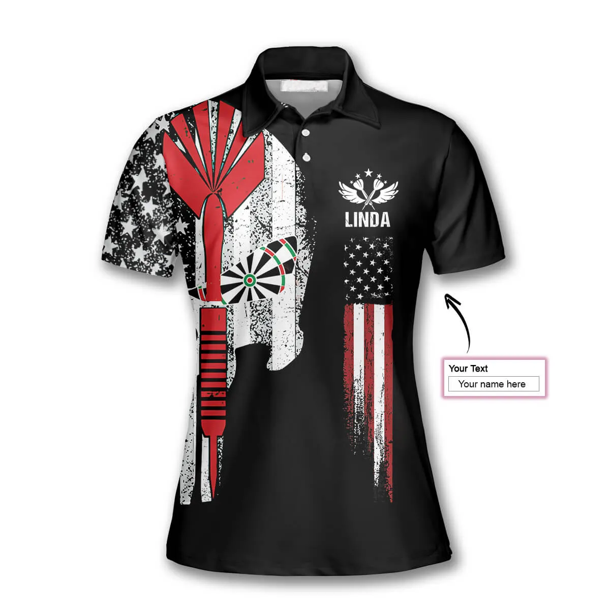 Darts American Flag Skull Custom Darts Shirts for Women, USA Dart Shirt