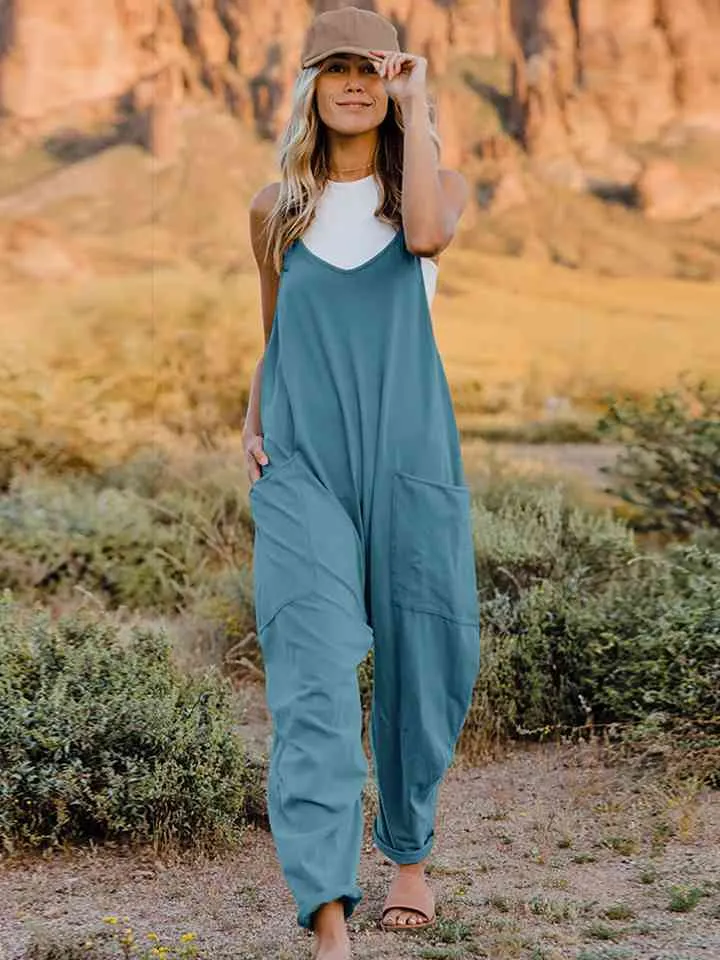 Double Take  V-Neck Sleeveless Jumpsuit with Pocket