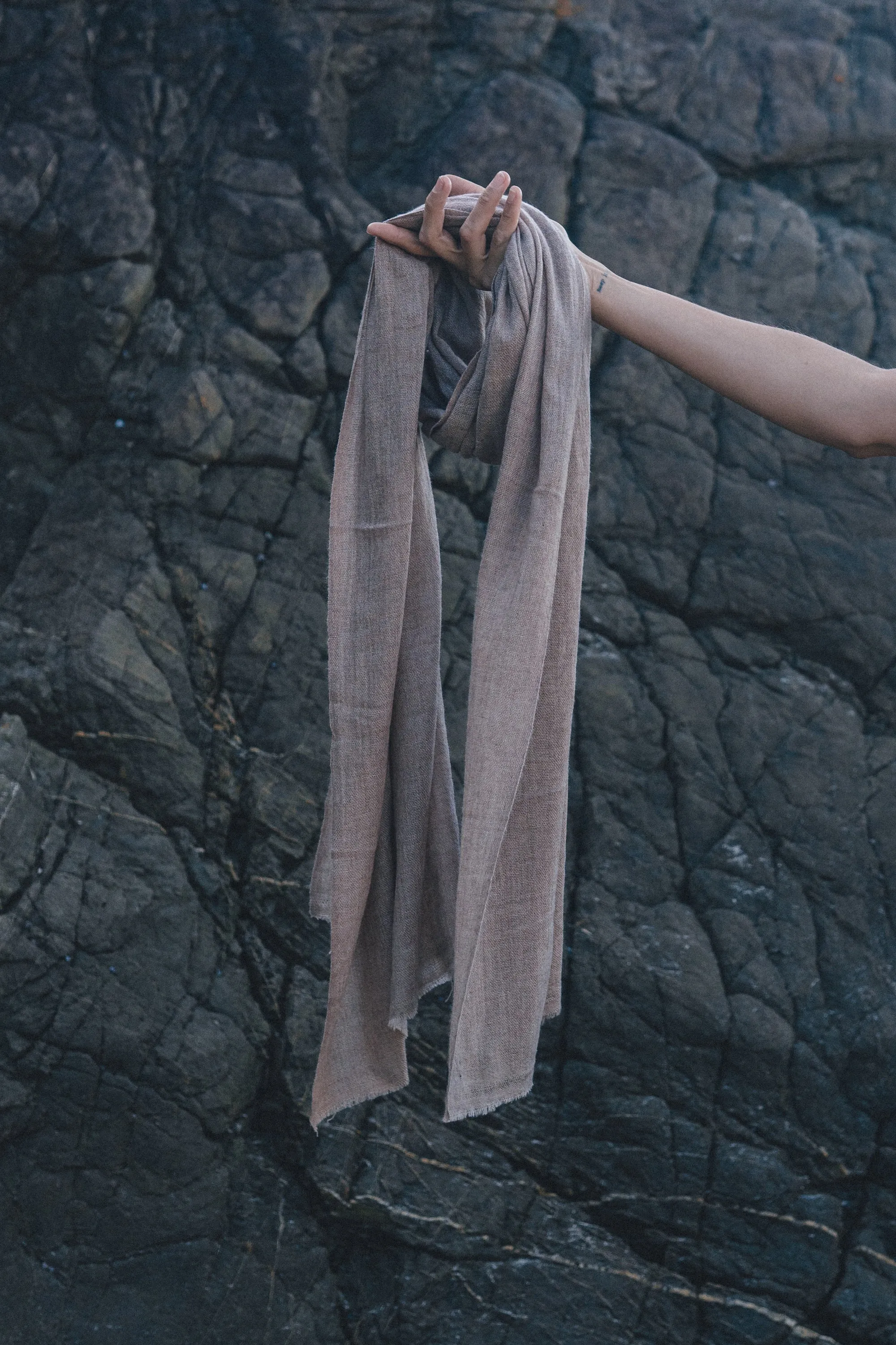 Earthy Sand Colour Cashmere Scarf