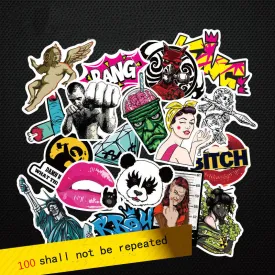 Fashion cool 50-100 pcs PVC stickers for Travel Suitcase Wall Pencil Box Bike Phone Sliding Plate of mixed graffiti Styling